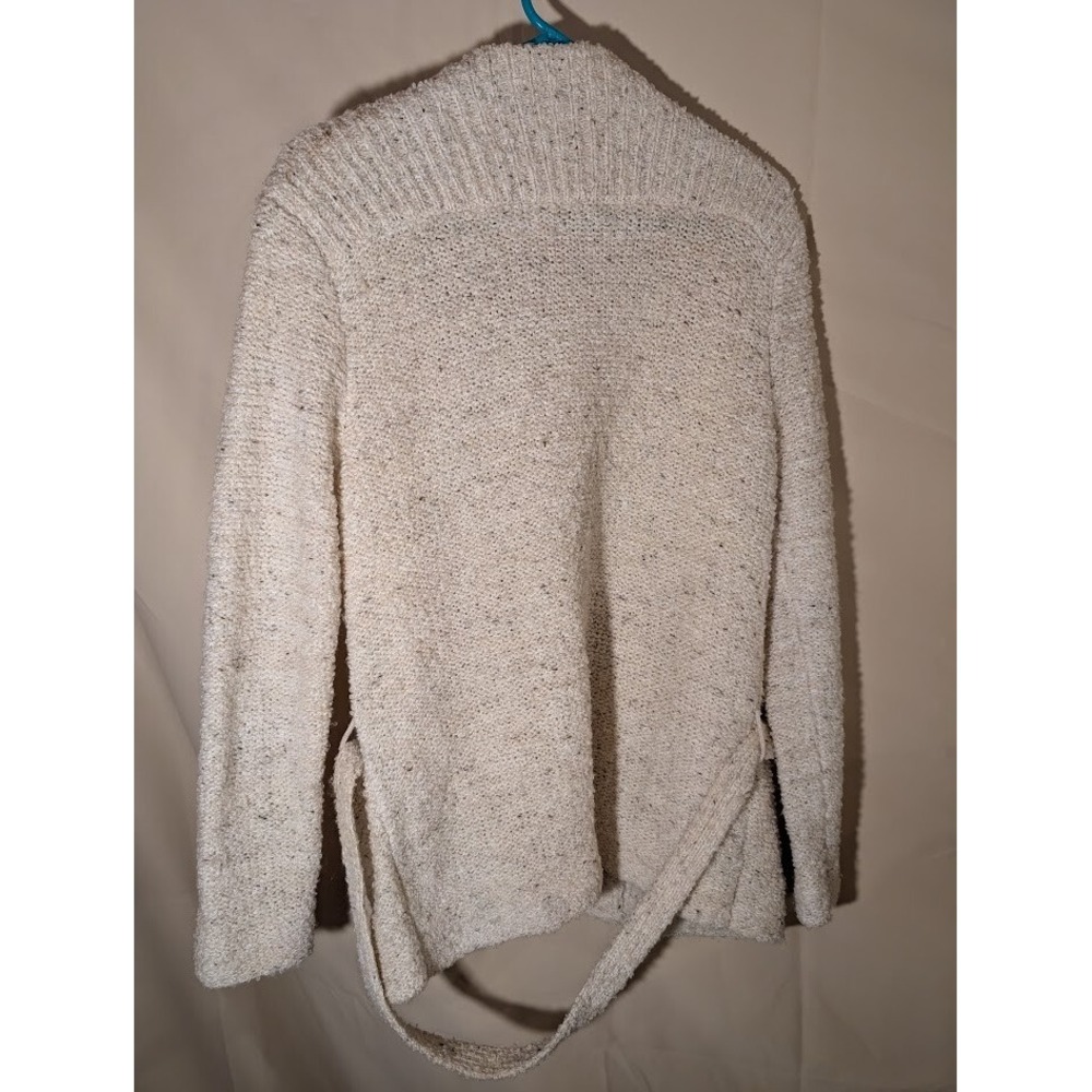 Vintage Personal Beige Knit Cardigan Sweater Belted Pockets Wool Blend Large - Picture 2 of 4